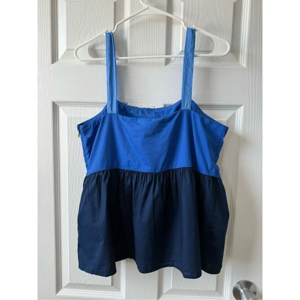 Loft Tank Size 10 Women's Blue NEW Oversized Top Color Block Art